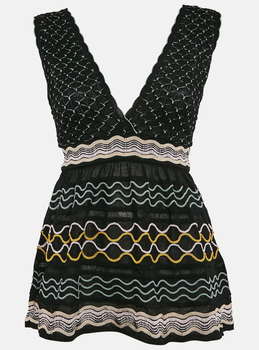 M Missoni Black Patterned Knit Sleeveless Top S