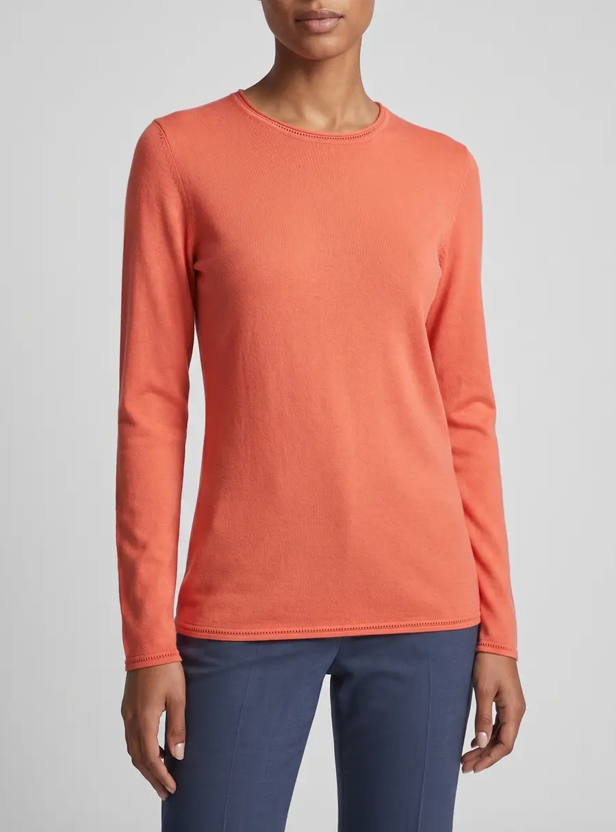 M Missoni Orange Knit Long Sleeve Crewneck Sweatshirt L