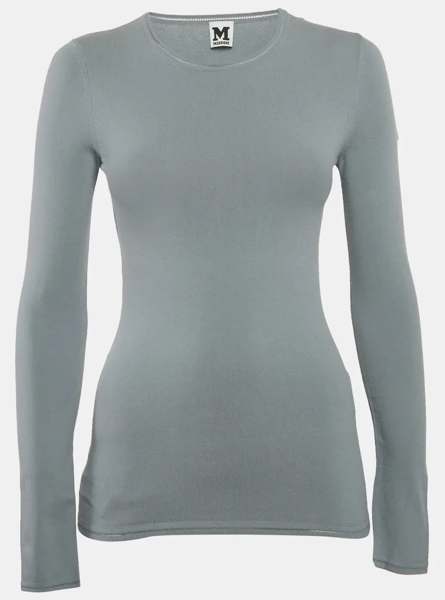 M Missoni Grey Stretch Knit Crewneck Sweatshirt L