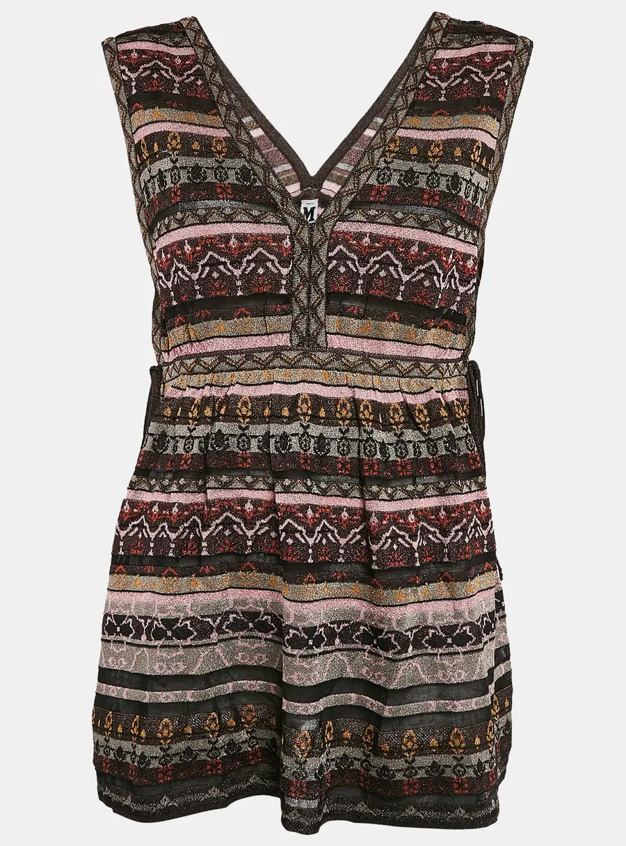 M Missoni Multicolor Patterned Knit V-Neck Sleeveless Top L