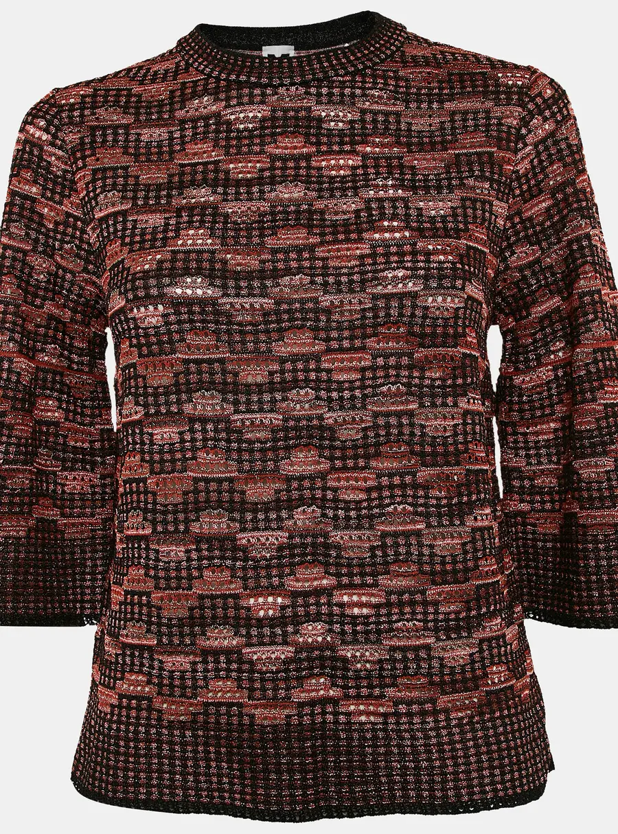 M Missoni Black/Multicolor Pinhole Pattern Knit Sweater Top S