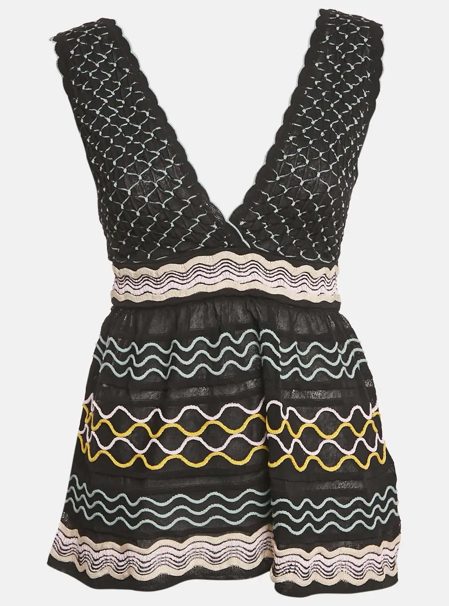 M Missoni Black Patterned Knit Sleeveless Sweater Top S