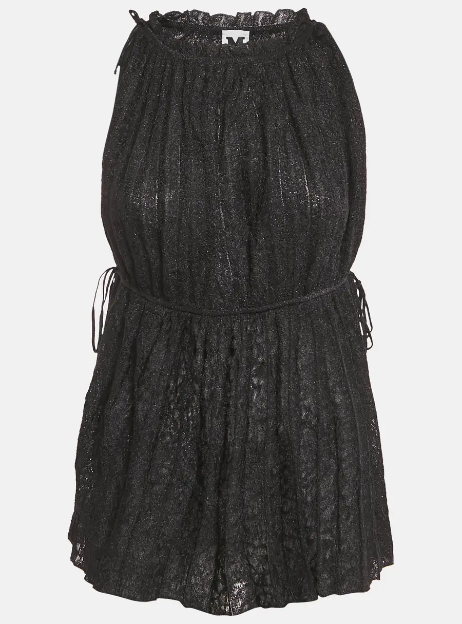 M Missoni Black Lurex Knit Gathered Sleeveless Top L