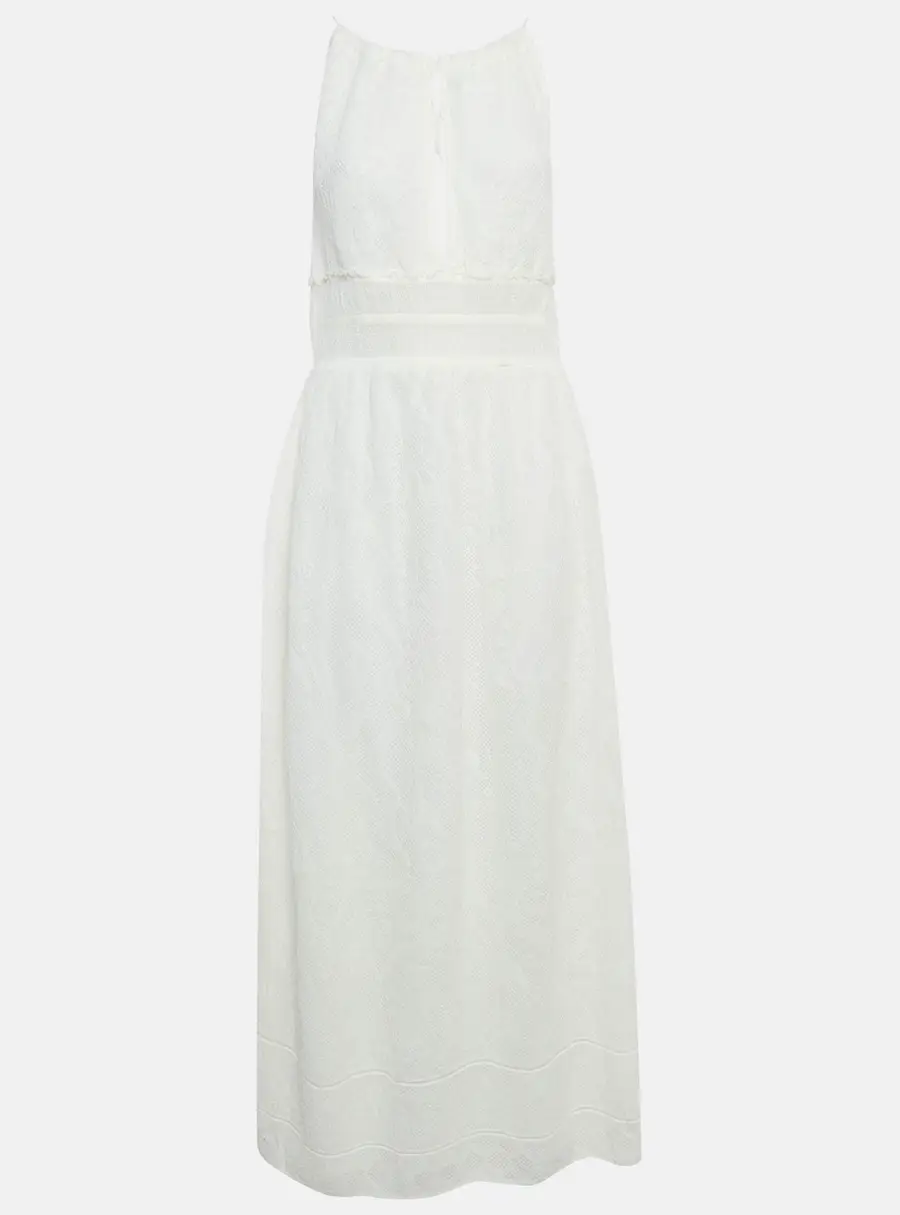 M Missoni White Patterned Knit Sleeveless Long Dress L