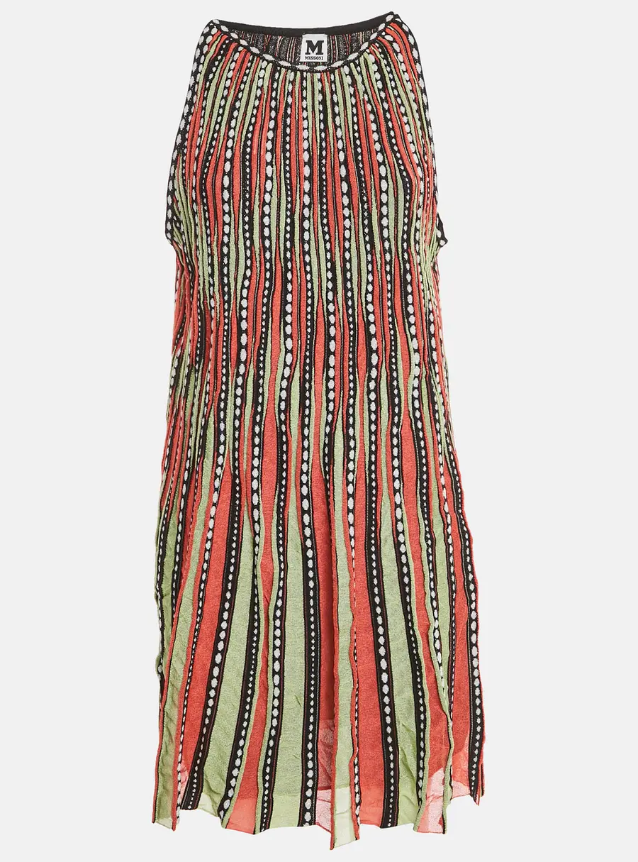 M Missoni Multicolor Patterned Knit Sleeveless Mini Dress L