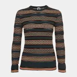 M Missoni Green/Multicolor Patterned Knit Long Sleeve Top M