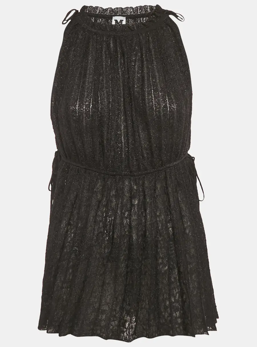 M Missoni Black Lurex Knit Sleeveless Tunic Top L