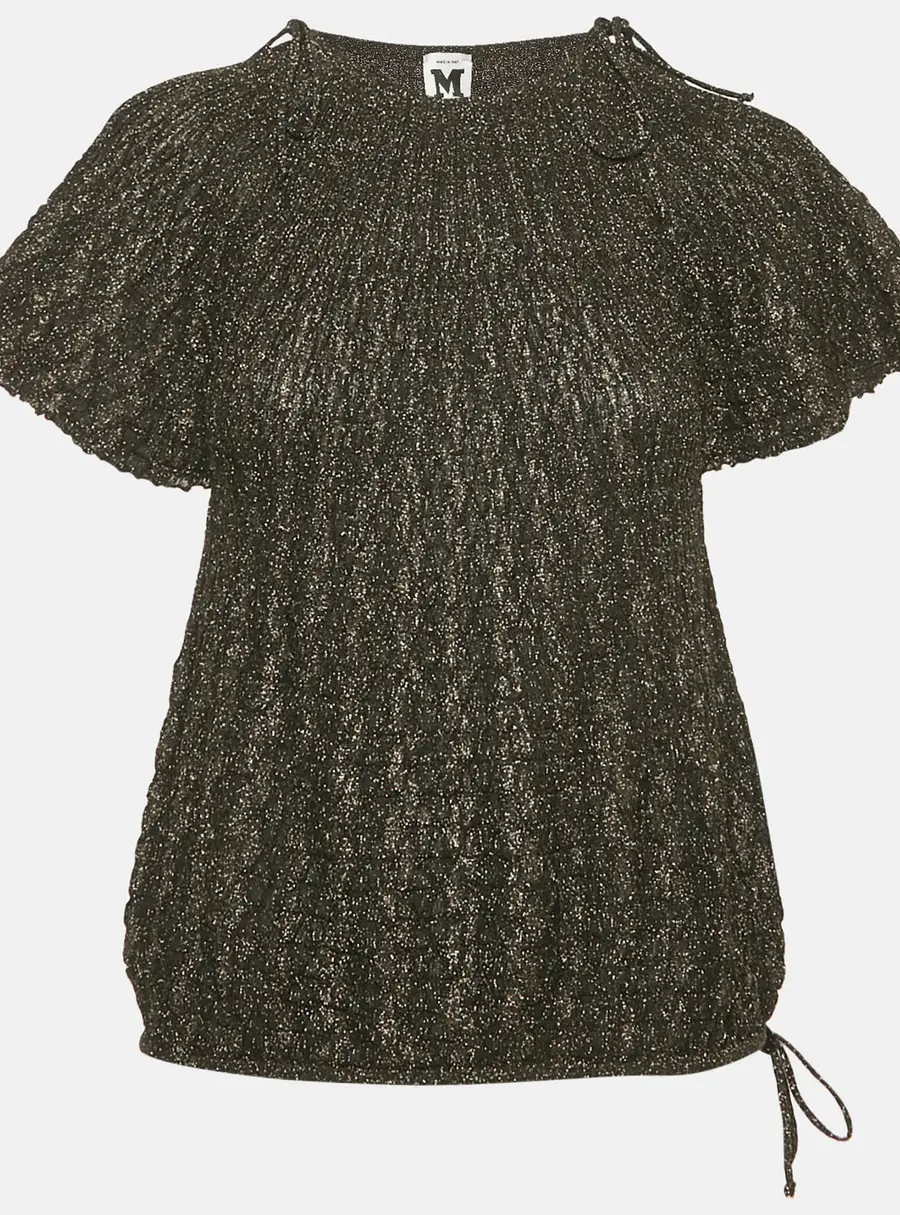 M Missoni Black Lurex Knit Short Sleeve Top L