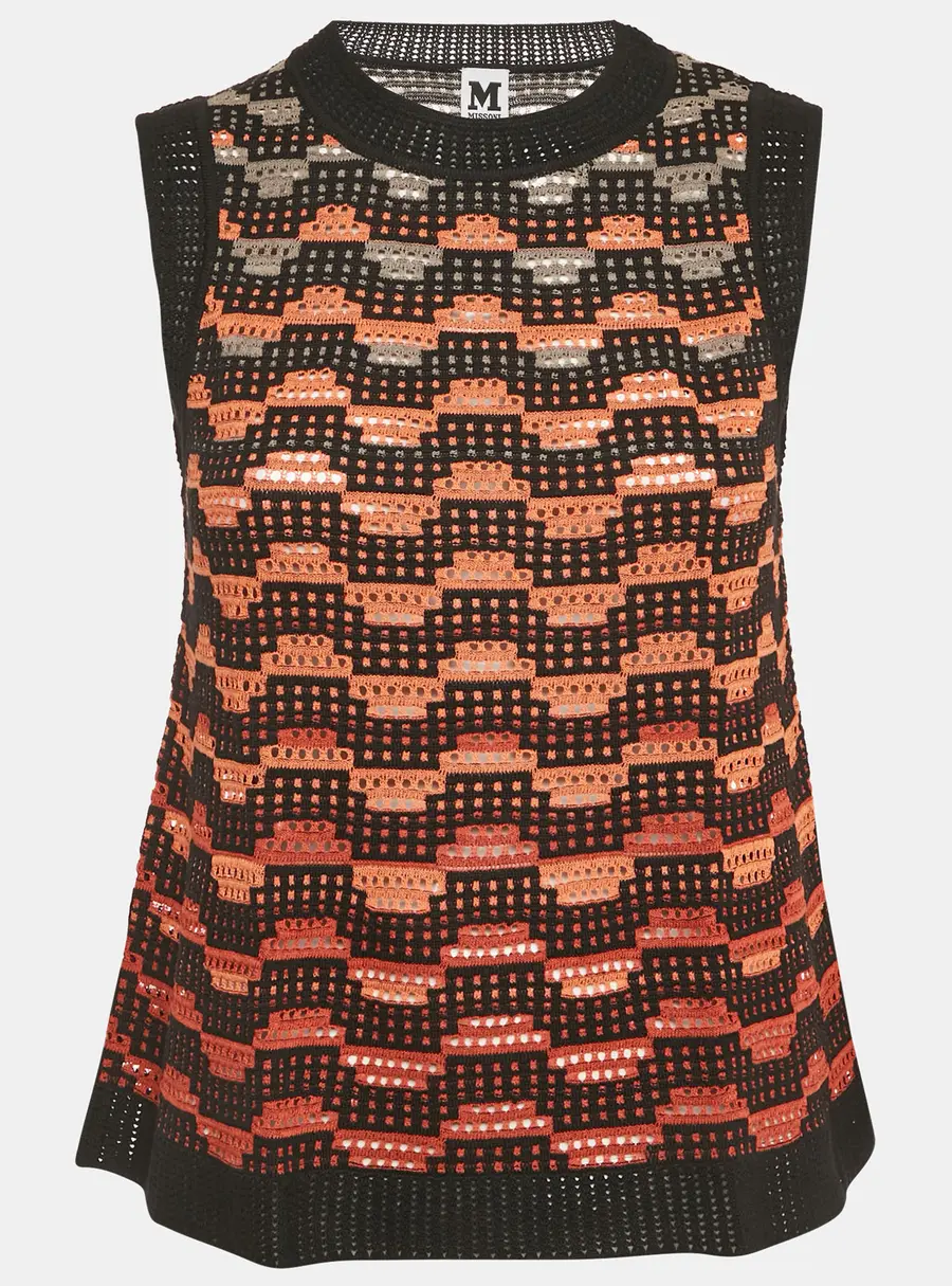 M Missoni Black/Orange Knit Sleeveless Top M