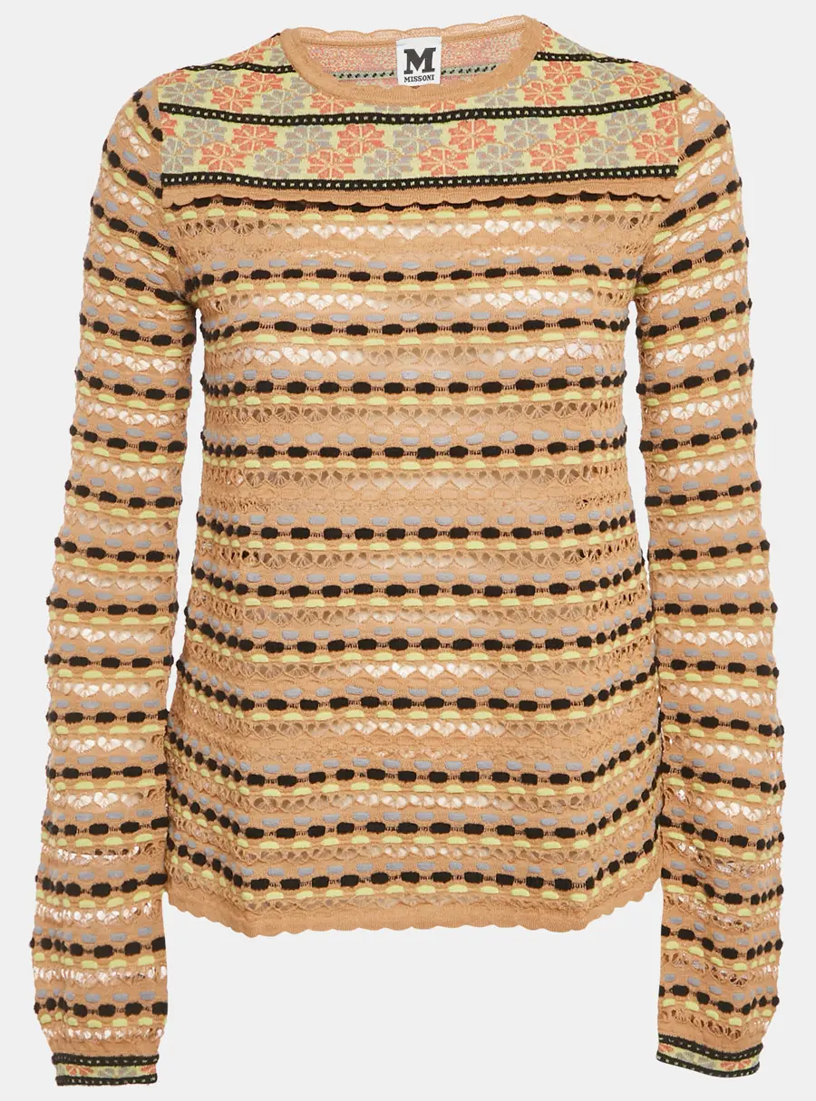 M Missoni Beige Patterned Knit Full Sleeve Top L