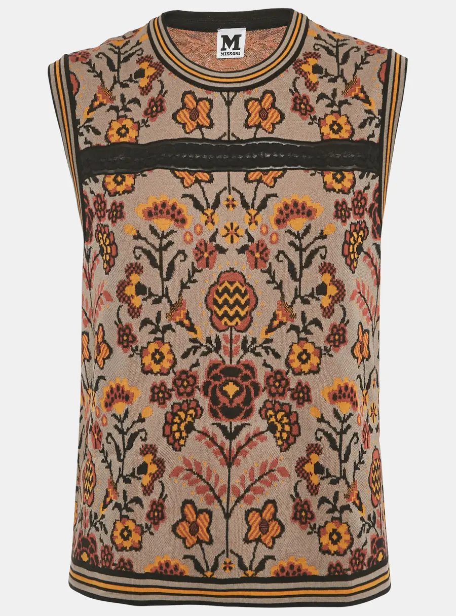 M Missoni Grey Patterned Knit Sleeveless Top S
