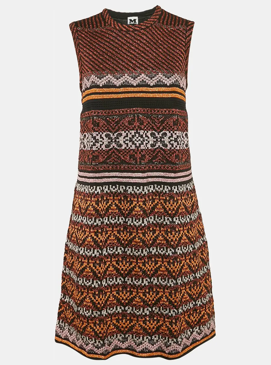 M Missoni Multicolor Patterned Lurex Knit Mini Dress M