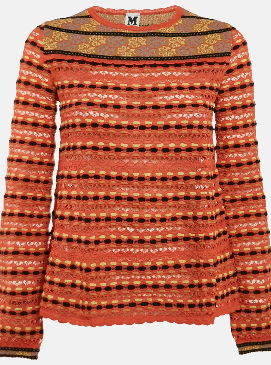 M Missoni Orange Patterned Knit Full Sleeve Top L