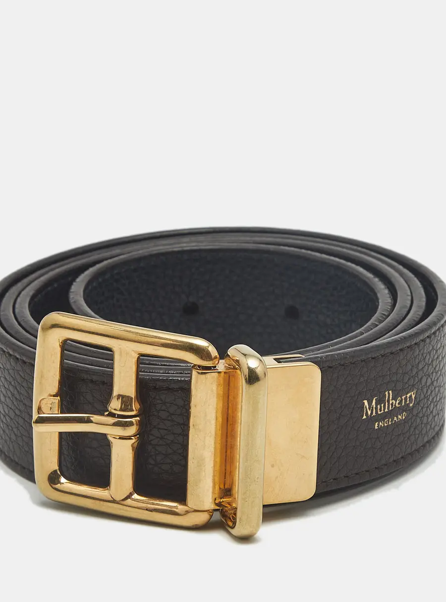 Mulberry Cut to Size Reversible Buckle Belt Navy Blue/Brown Leather