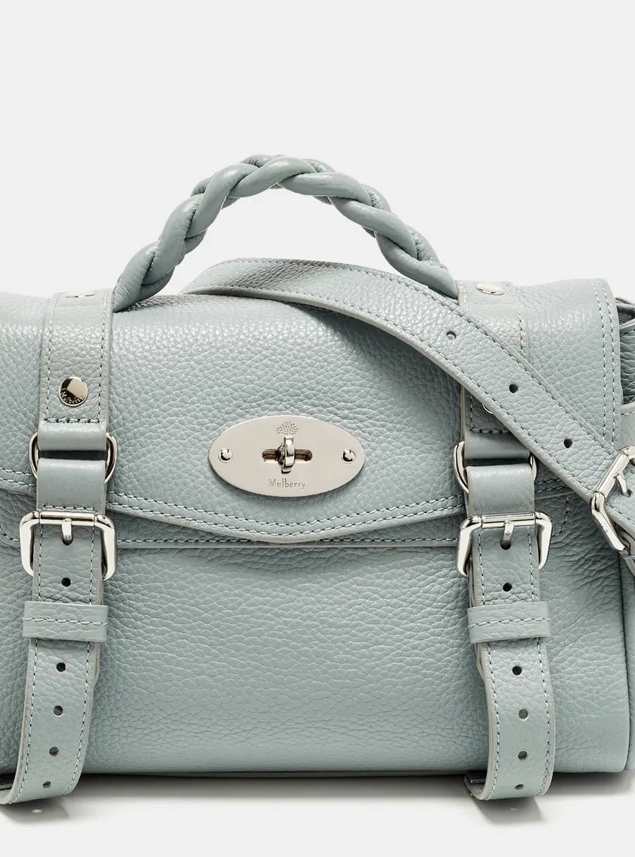 Mulberry Alexa Mini Light Blue Leather Top Handle Bag