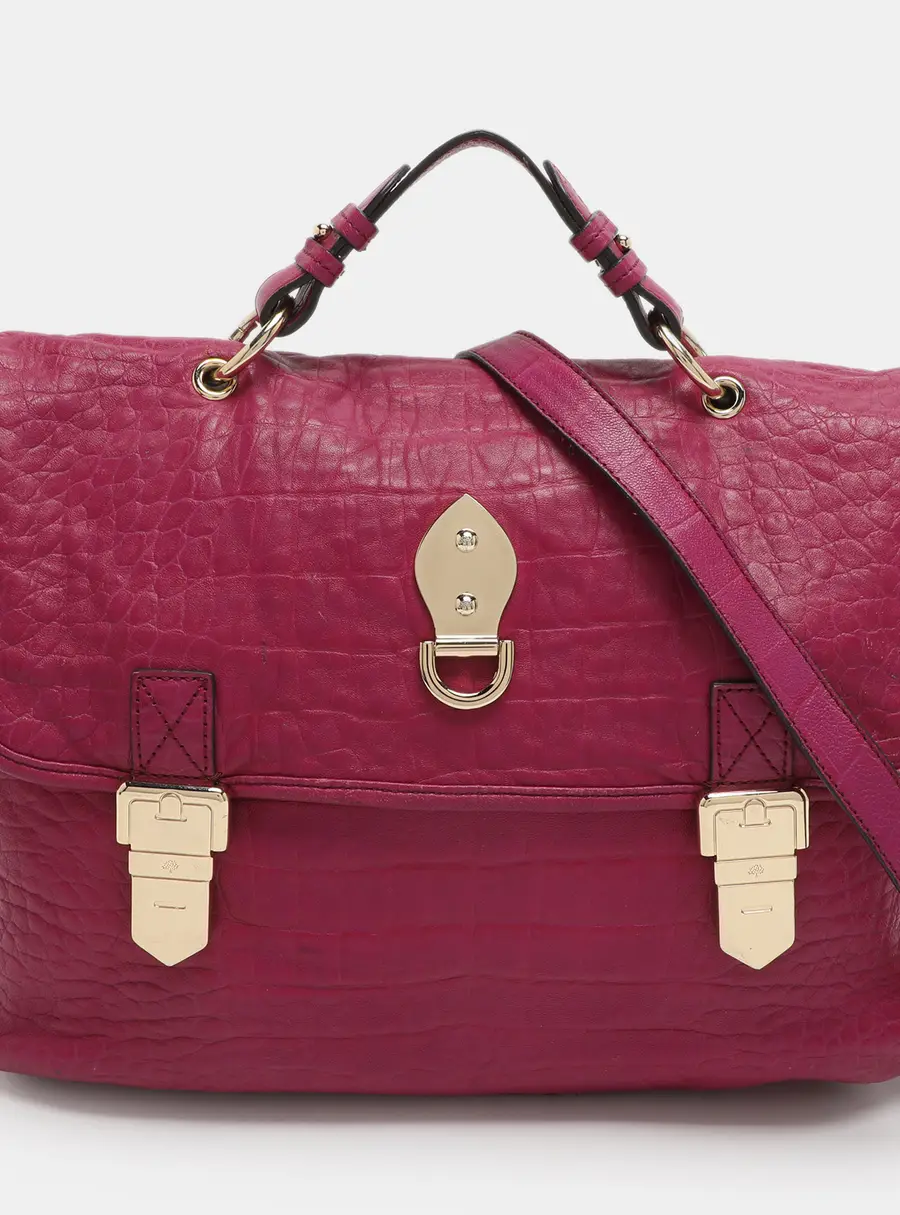 Mulberry Tillie Pink Croc Embossed Leather Satchel