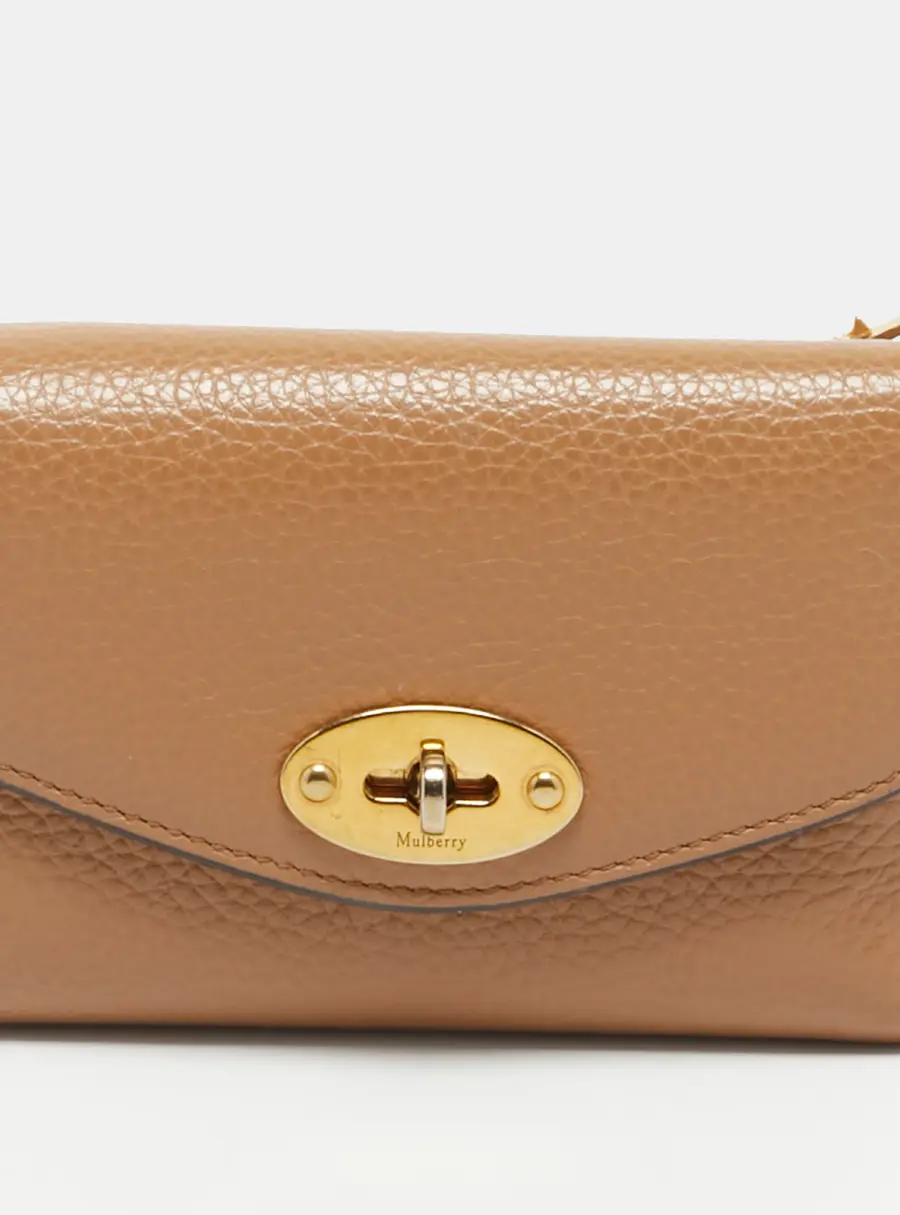 Mulberry Twist Lock Brown Leather Trifold Wallet