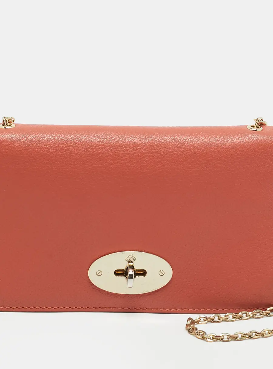 Mulberry Bayswater Orange Leather Wallet on Chain