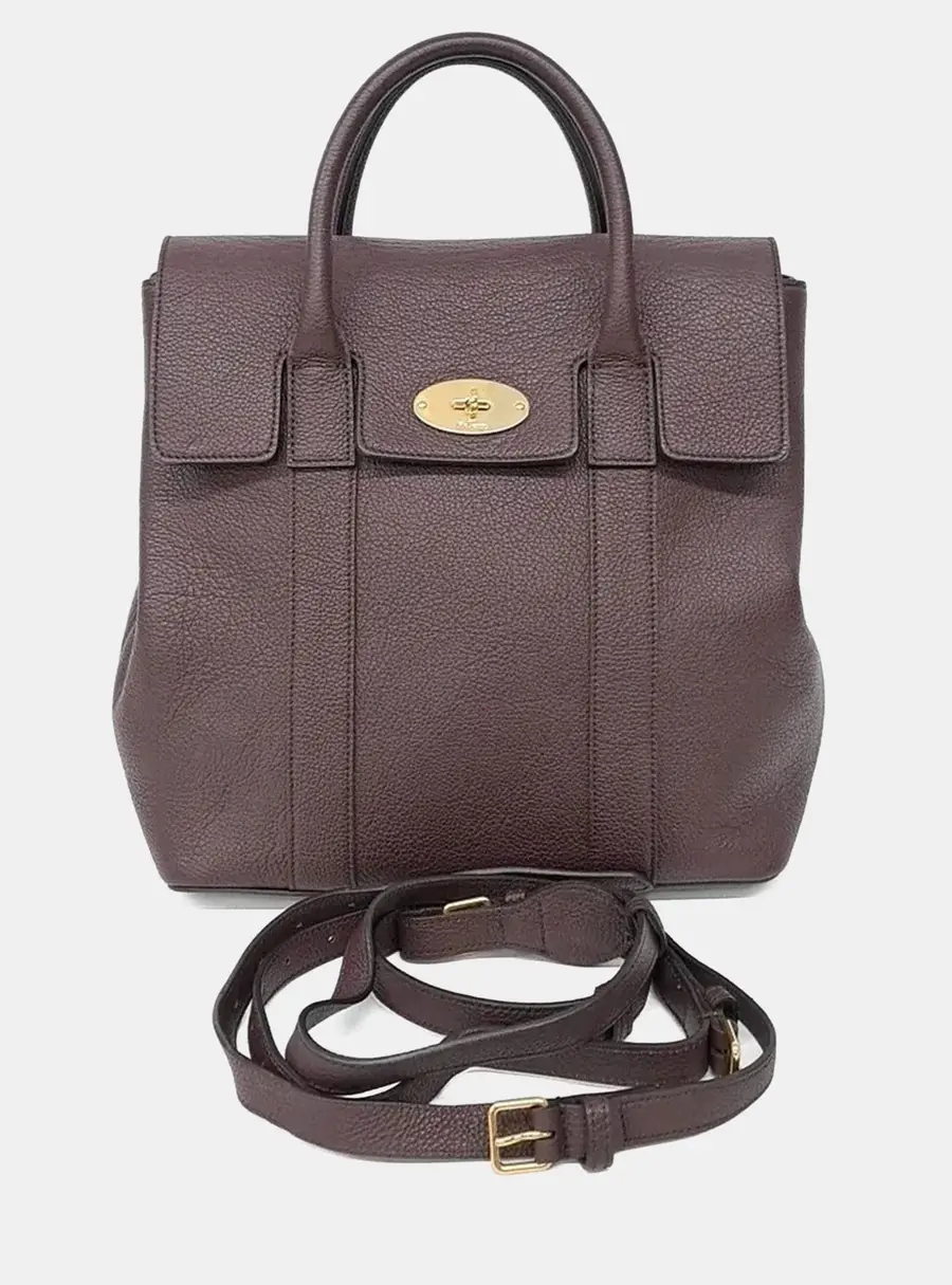 Mulberry Bayswater Backpack Burgundy Grained Leather Top Handle Bag