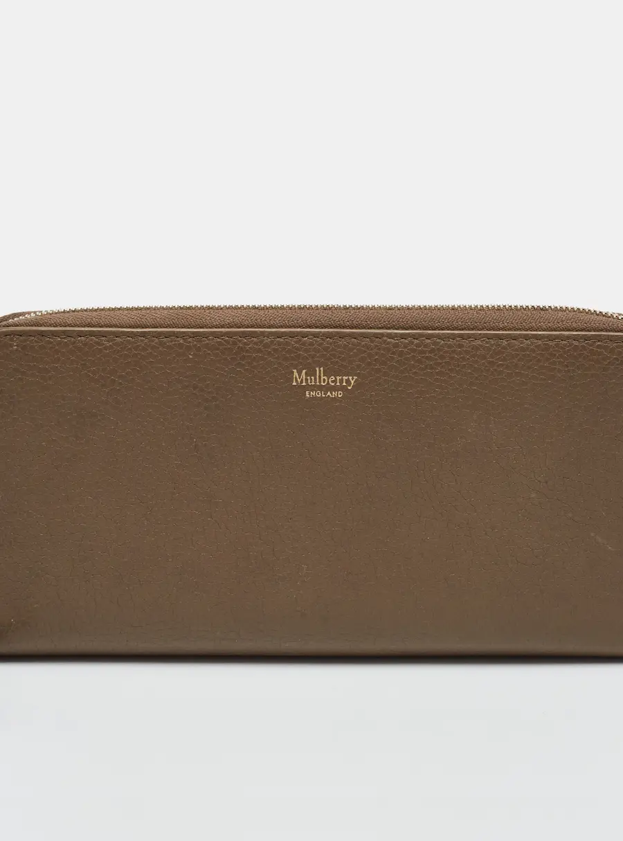 Mulberry Beige Leather Zip Around Continental Wallet
