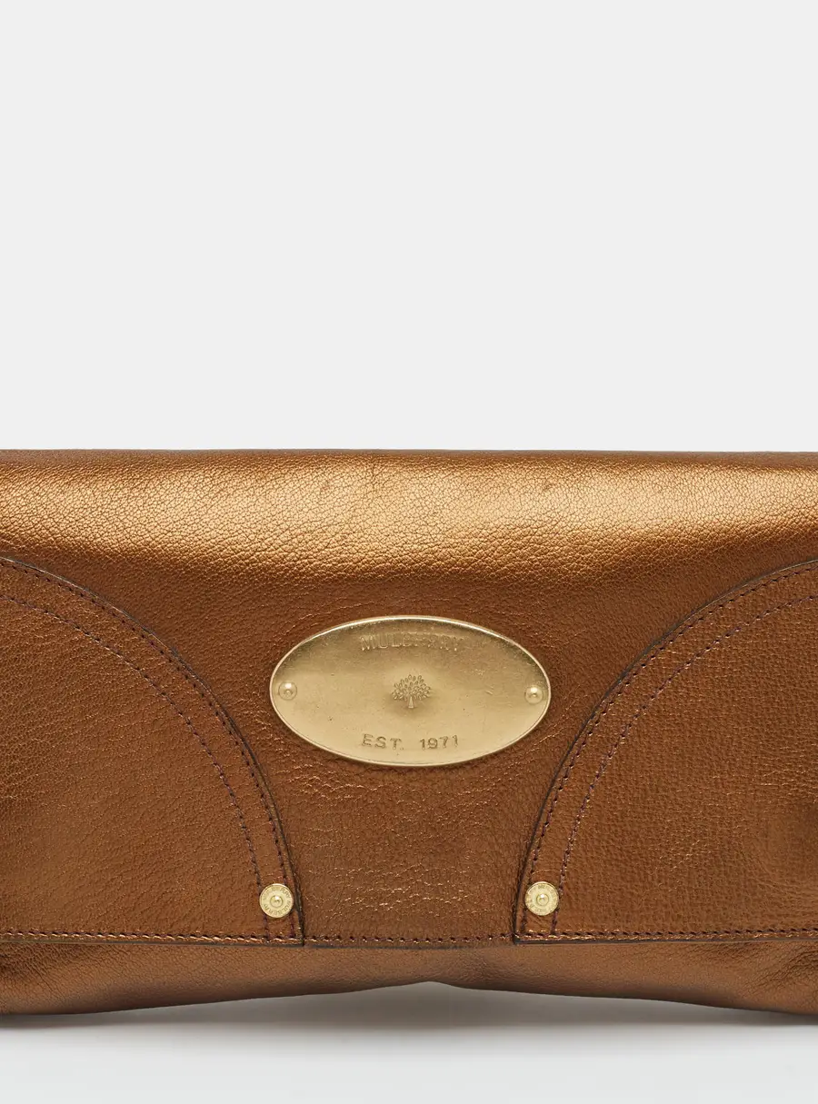 Mulberry Poppy Metallic Leather Clutch