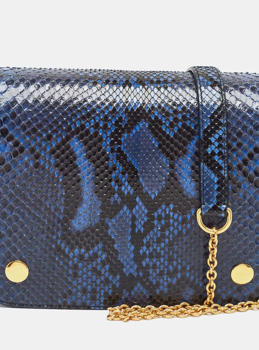 Mulberry Clifton Blue/Black Leather and Python Crossbody Bag