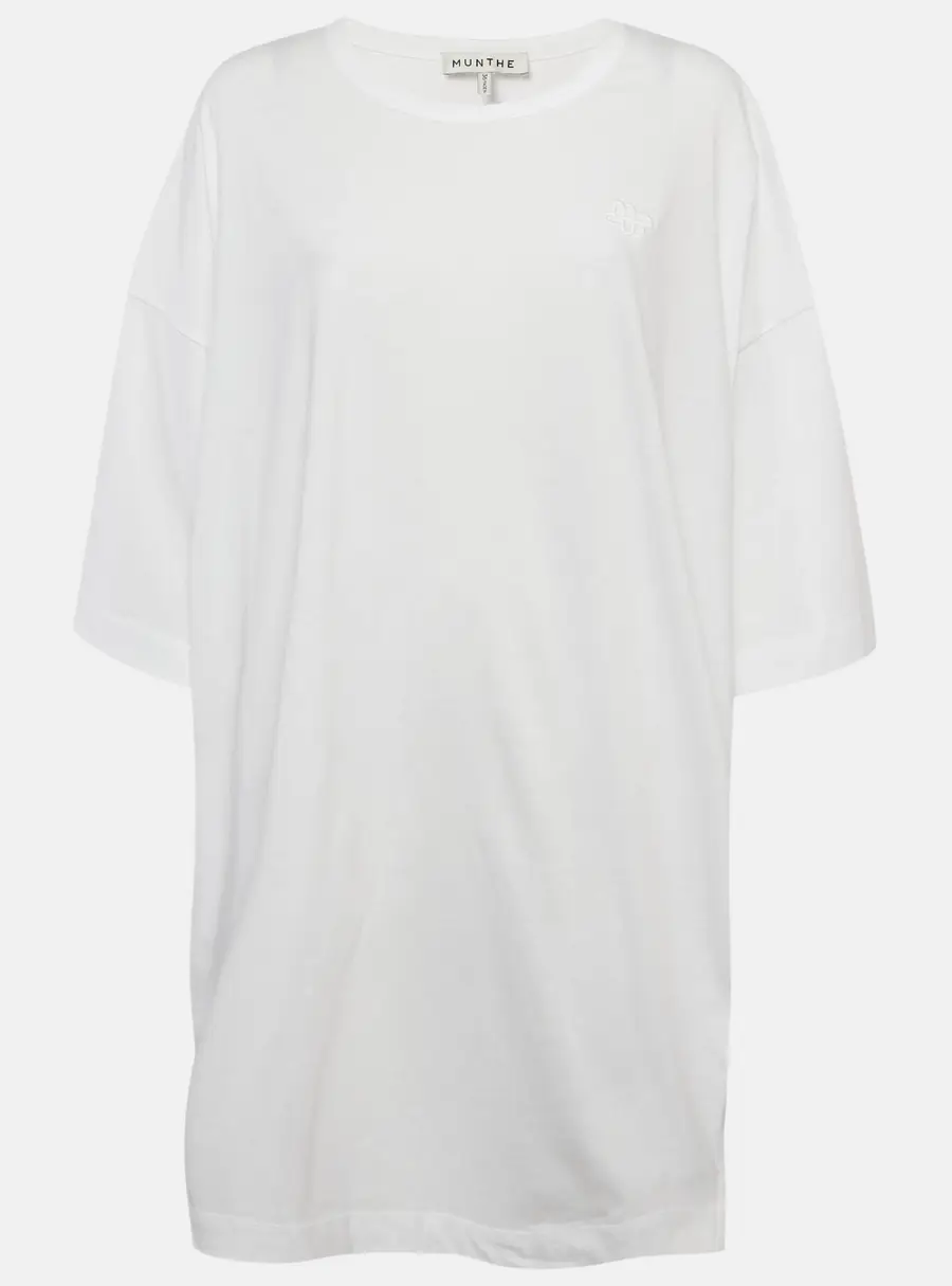 Munthe White Printed Jersey Side-Slits Oversized T-Shirt XS
