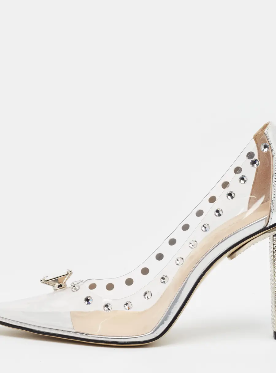 Mach & Mach Diamond Dreams Size 37 Transparent/Silver PVC and Leather Pumps