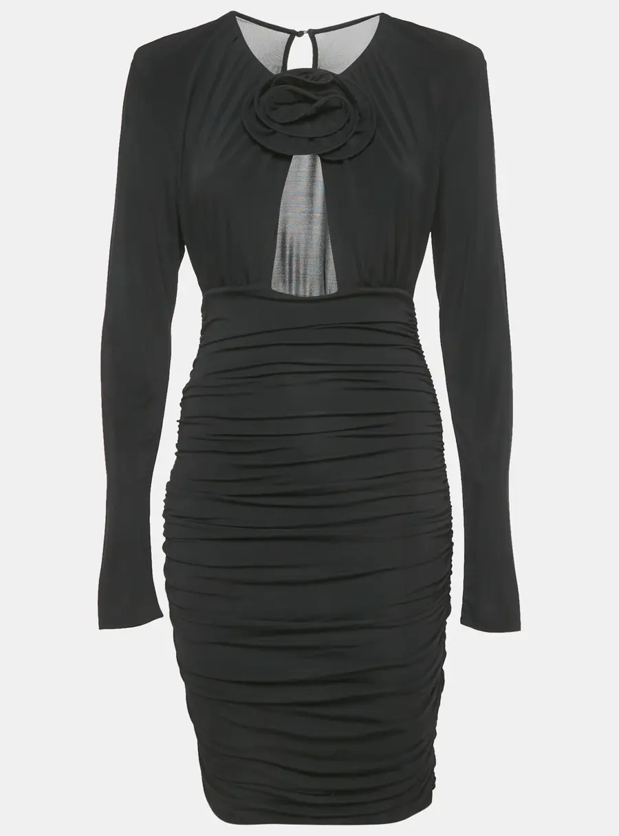 Magda Butrym Black Cut-Out Jersey Ruche Mini Dress S