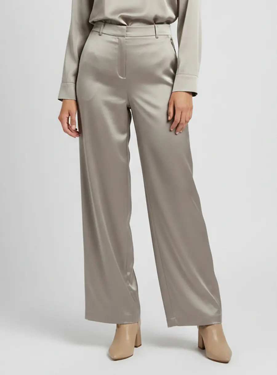 Magda Butrym Grey Satin Wide Leg Trousers M