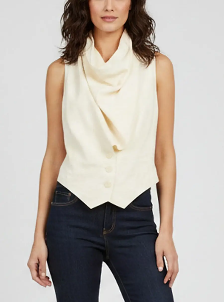 Magda Butrym Linen Blend Draped Halter Neck Vest M