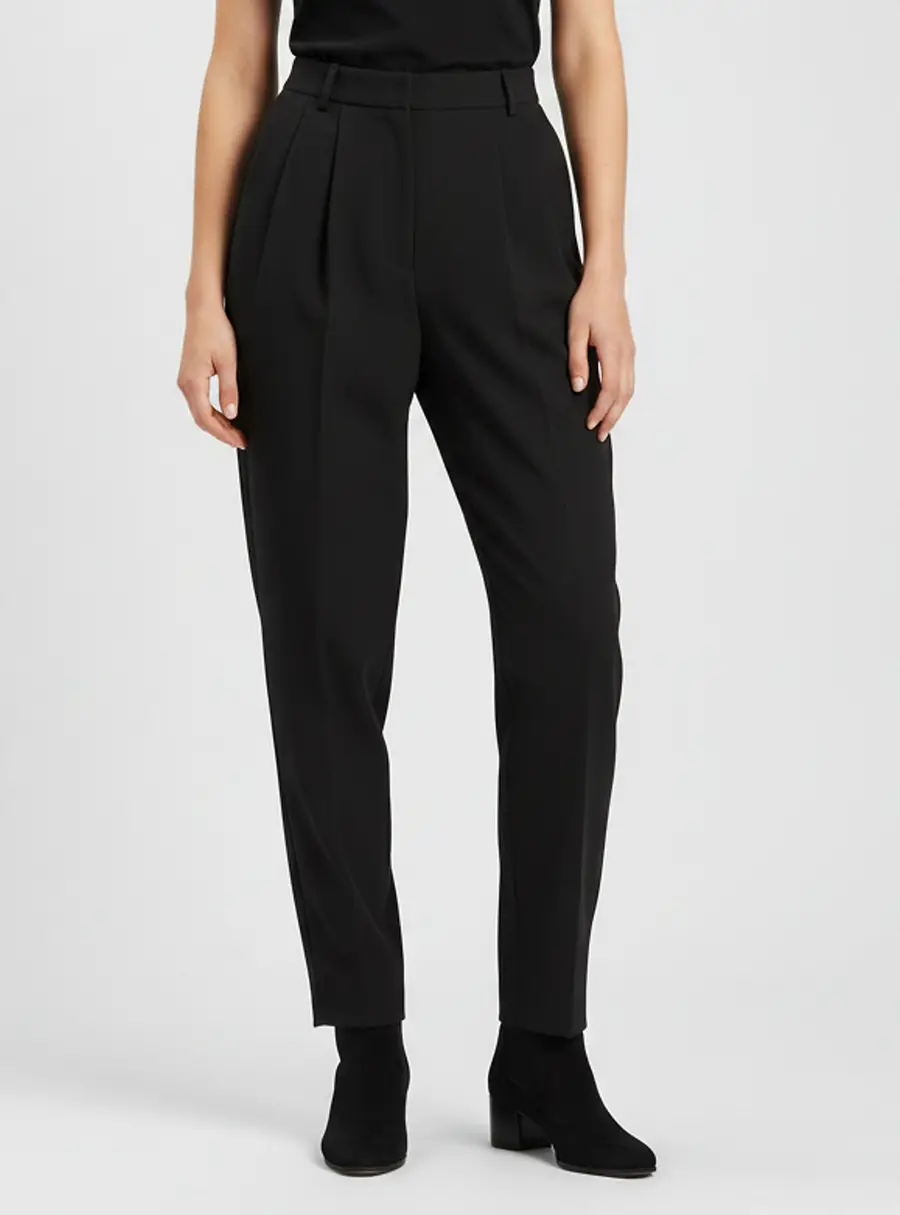 Magda Butrym Black Pleated Wool High Rise Trouser M