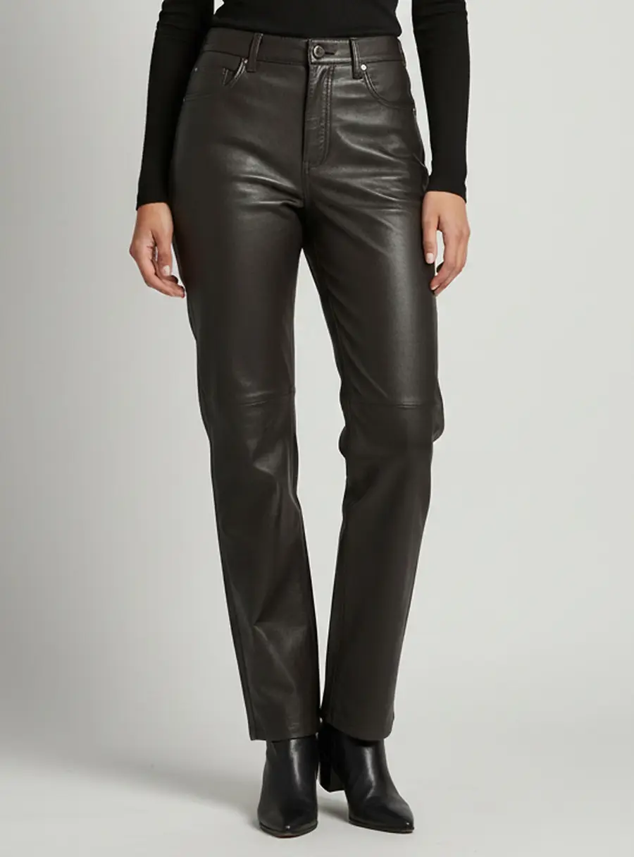 Magda Butrym Black Leather Straight Fit Pants
