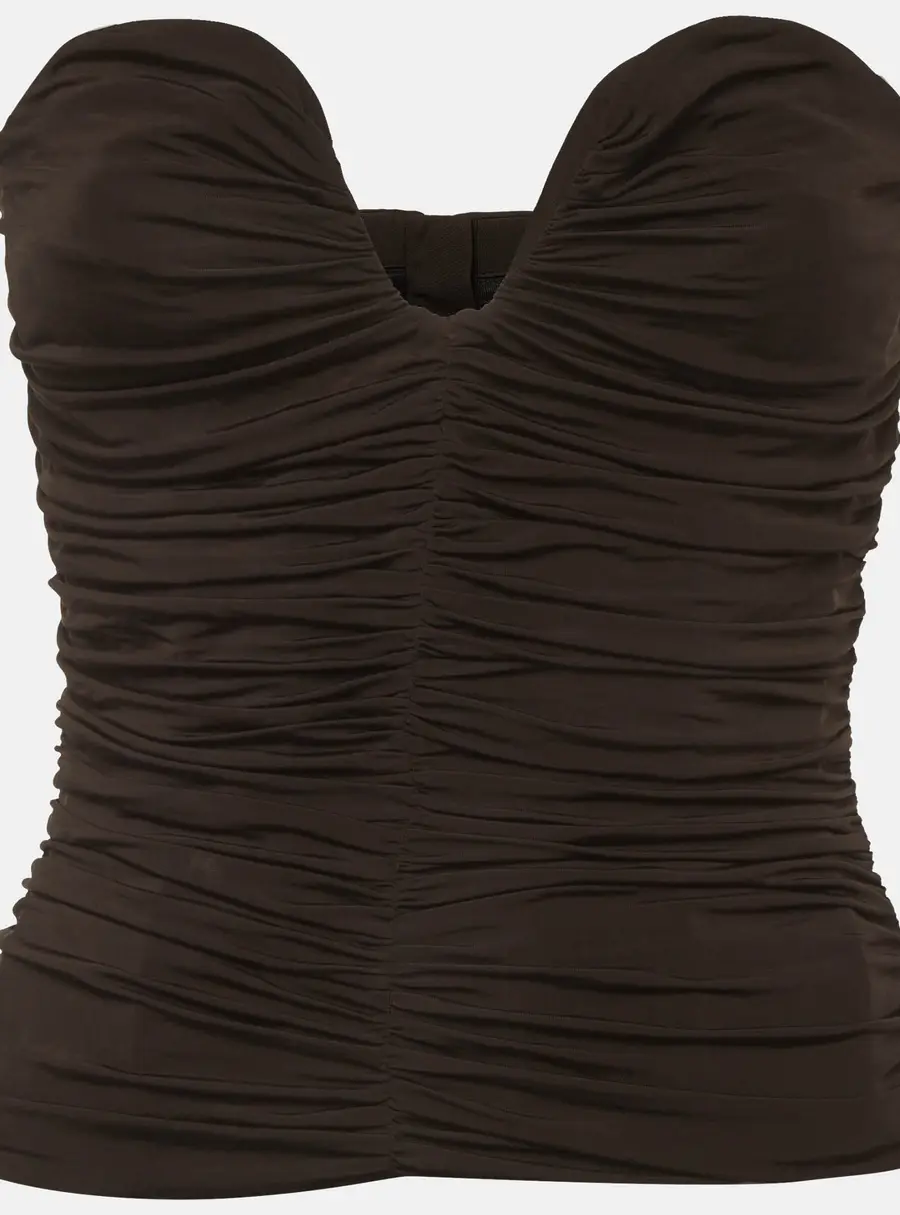 Magda Butrym Black Ruched Jersey Strapless Corset M