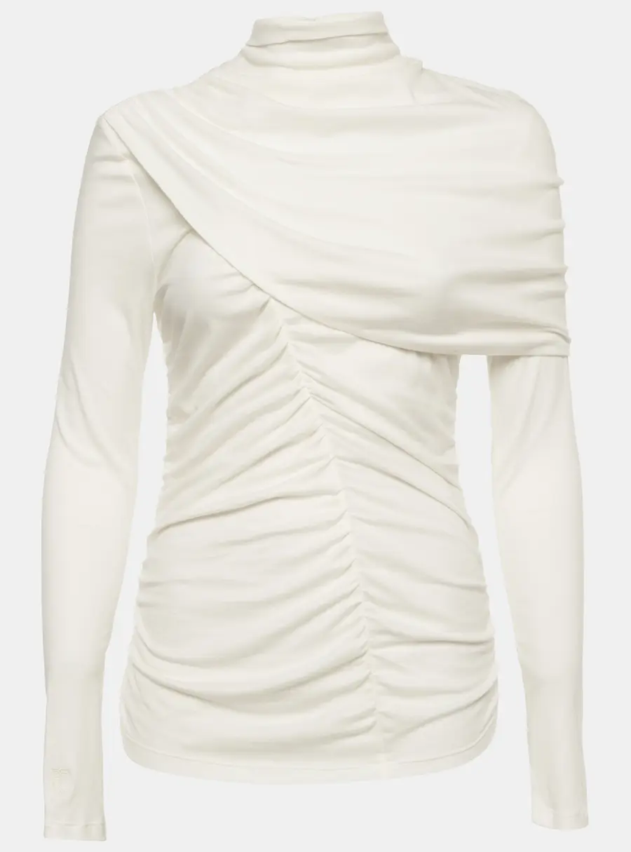 Magda Butrym Off White Jersey Draped Ruched Top M