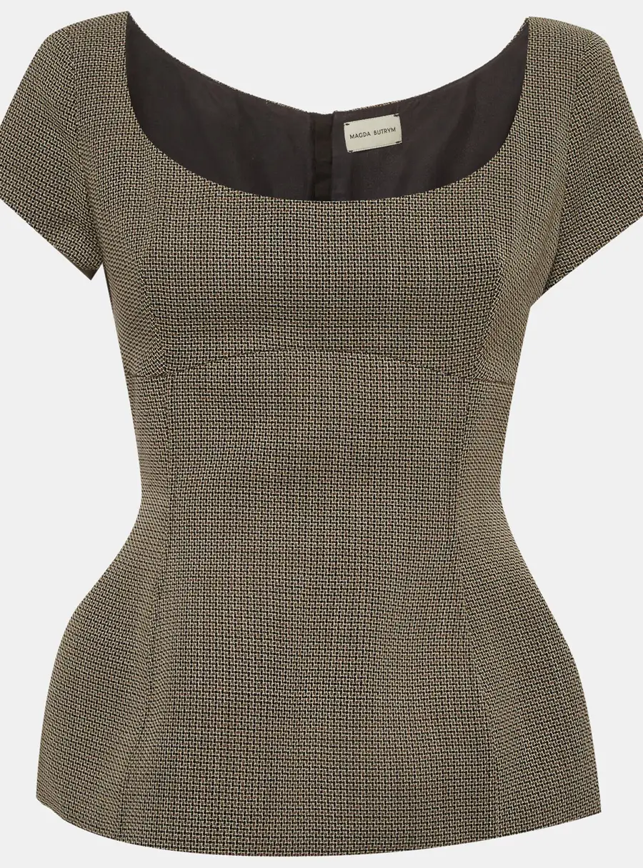 Magda Butrym Beige Wool Blend Flared Bustier Top S
