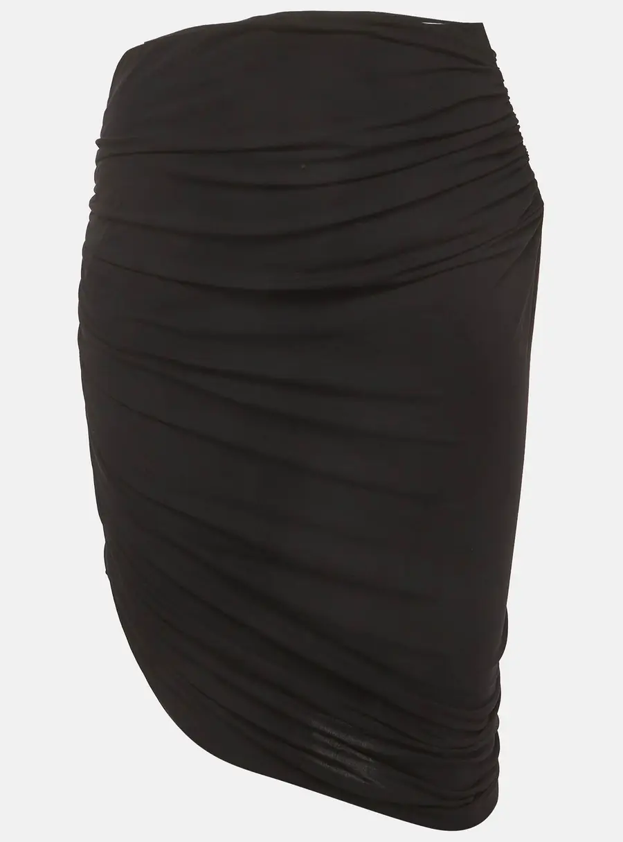 Magda Butrym Black Jersey Asymmetric Ruched Skirt M