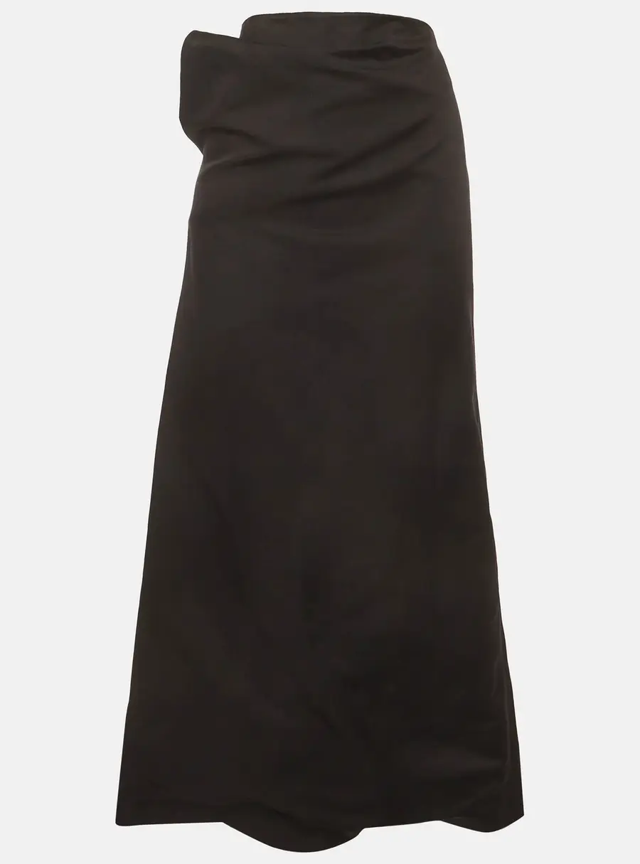 Magda Butrym Black Silk Blend Straight Fit Maxi Skirt S