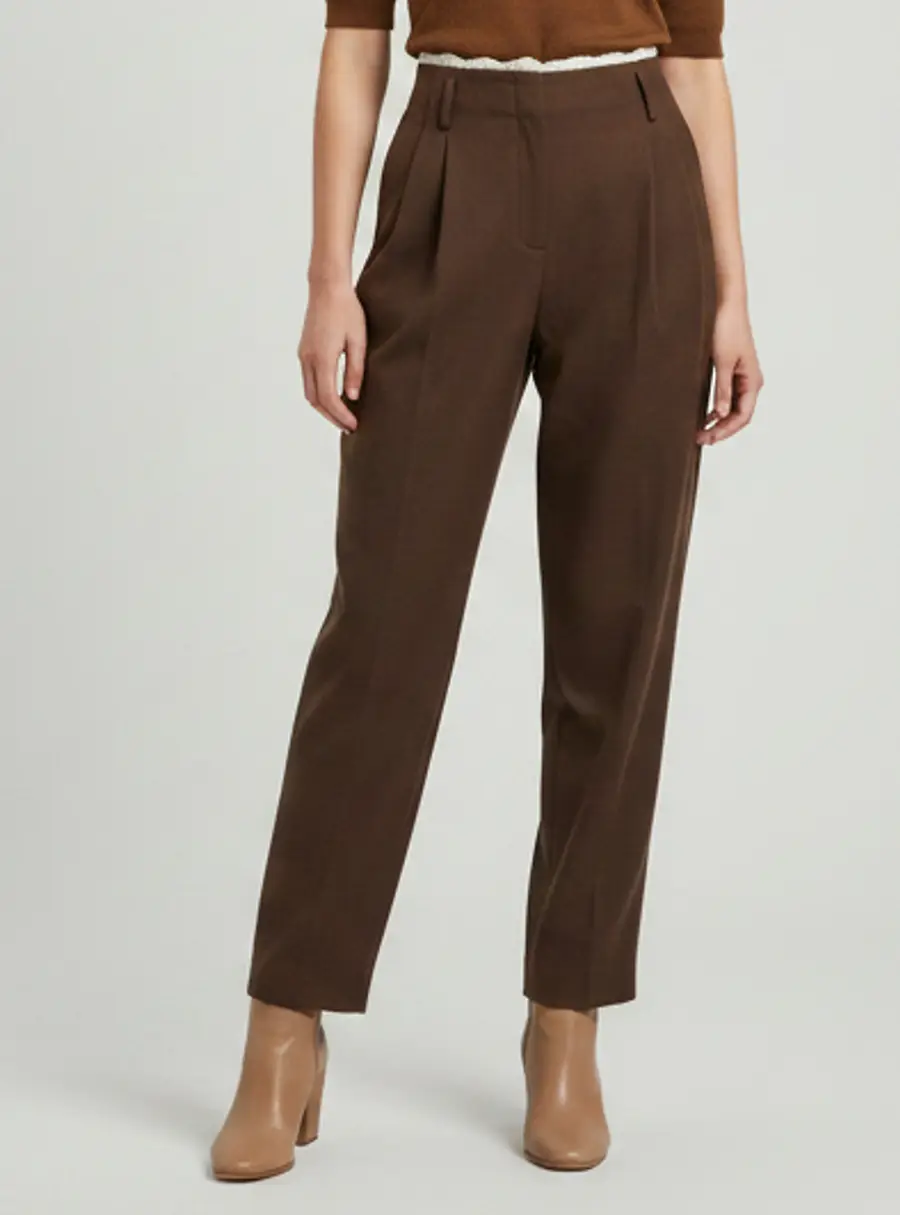 Magda Butrym Brown Wool Blend Embellished Pants S
