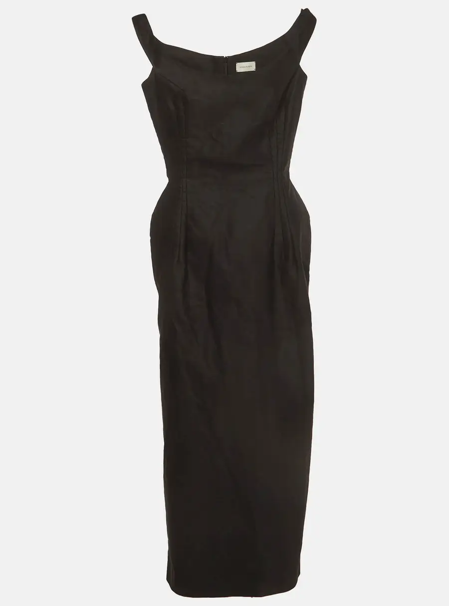 Magda Butrym Black Cotton Hourglass Sleeveless Dress M
