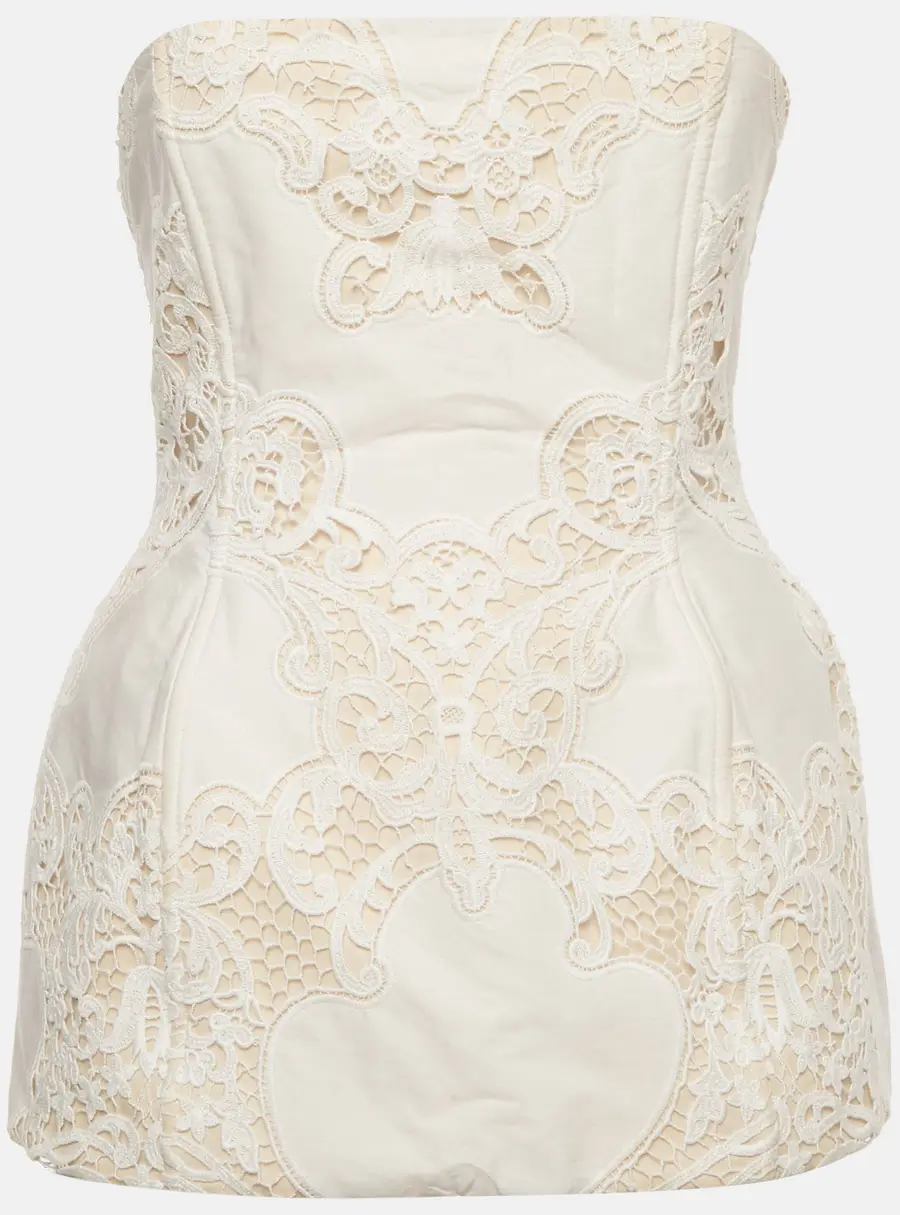 Magda Butrym White Lace Strapless Hourglass Corset Top S