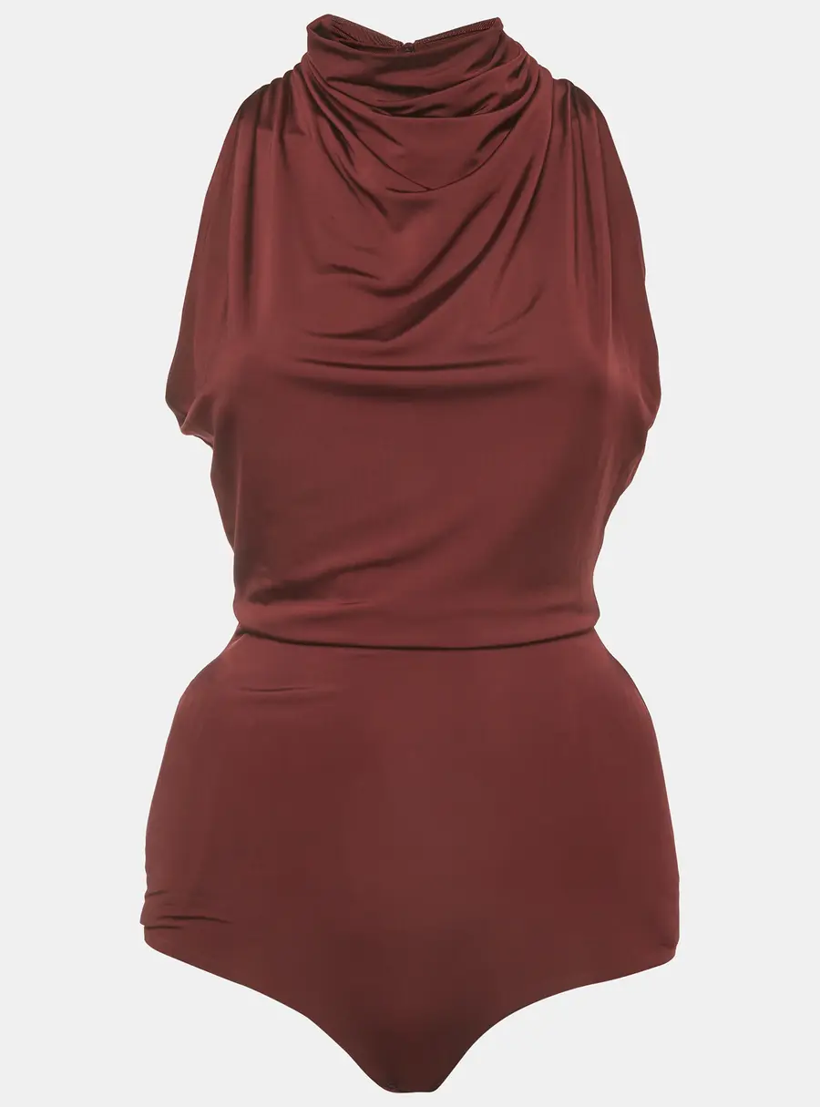 Magda Butrym Burgundy Jersey Sleeveless Hourglass Bodysuit S