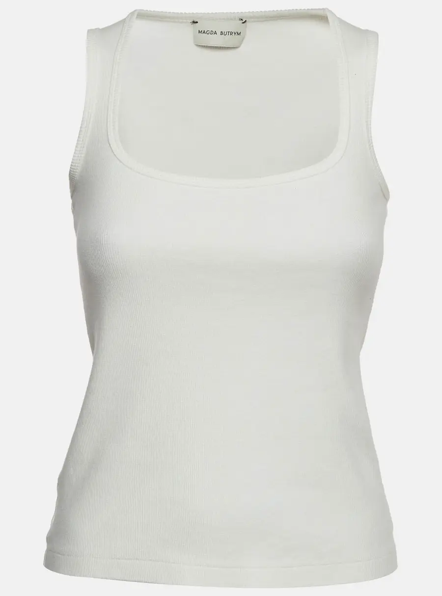 Magda Butrym White Rib Knit Sleeveless Tank Top M