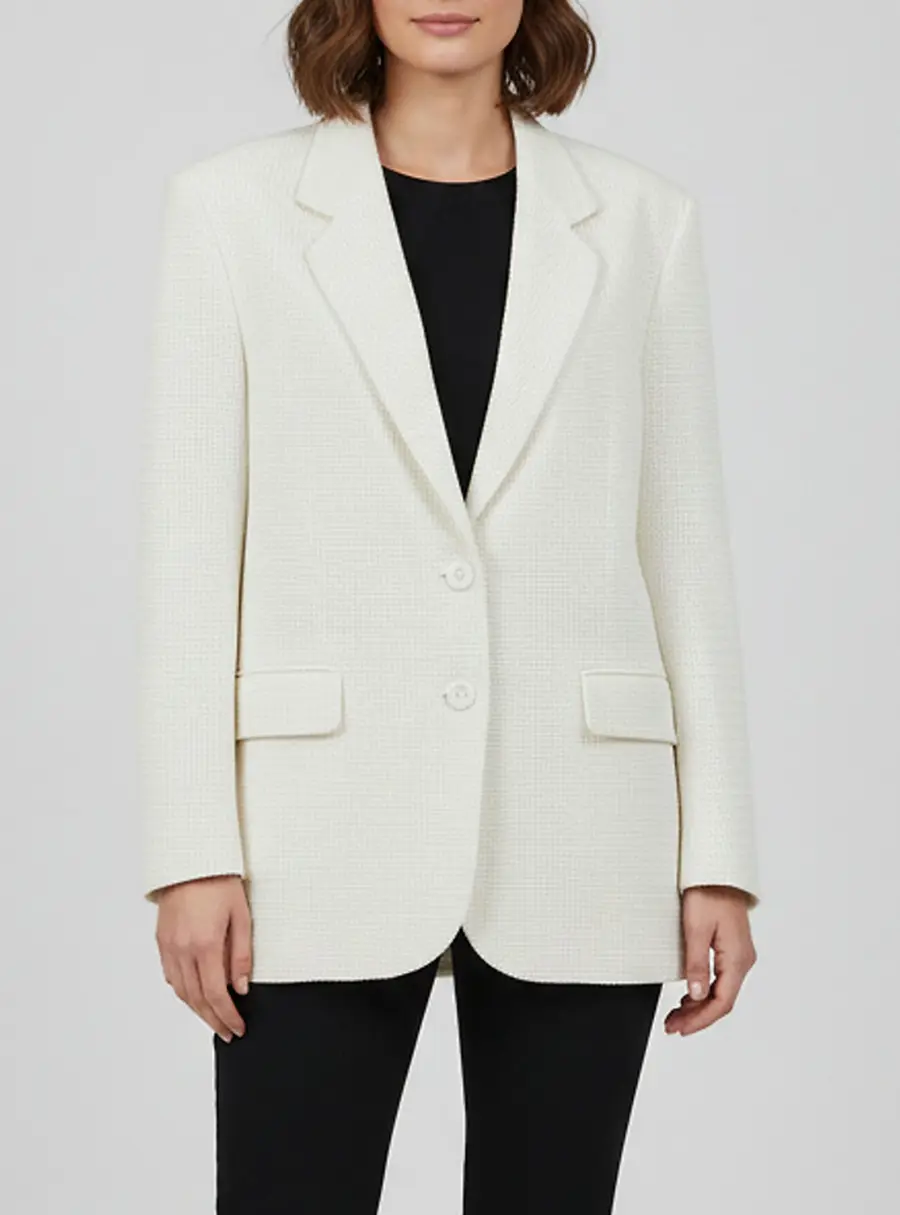 Magda Butrym Cream Handwoven Oversized Blazer S