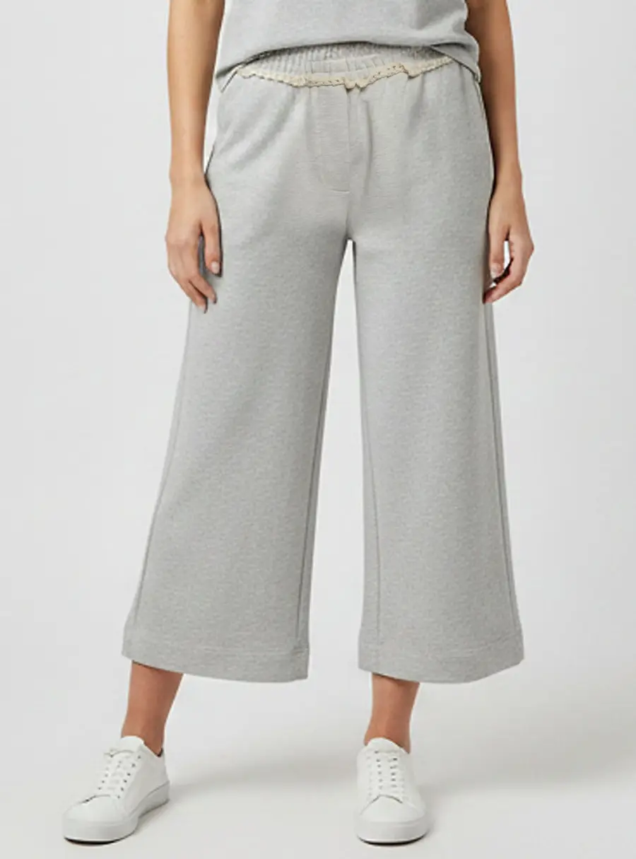 Magda Butrym Grey Cotton Lace-Detail Sweatpants XS