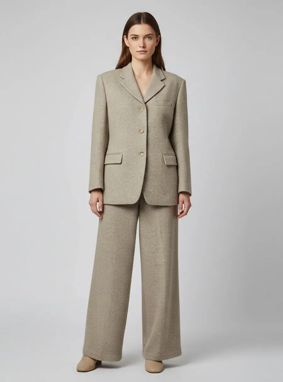 Magda Butrym Beige Wool Blend Single Breasted Pant Suit M
