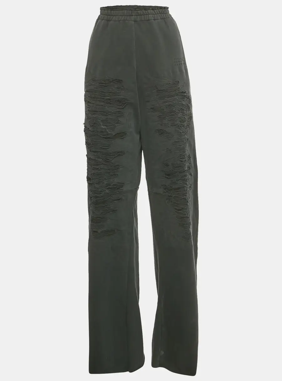 Maison Martin Margiela Grey Cotton Distressed Raw Hem Track Pants XS