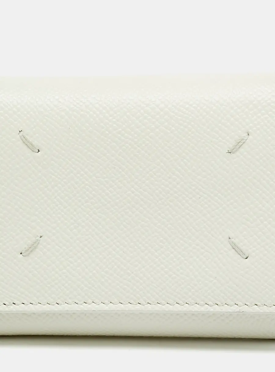 Maison Martin Margiela Four-Stitch White Leather Trifold Wallet
