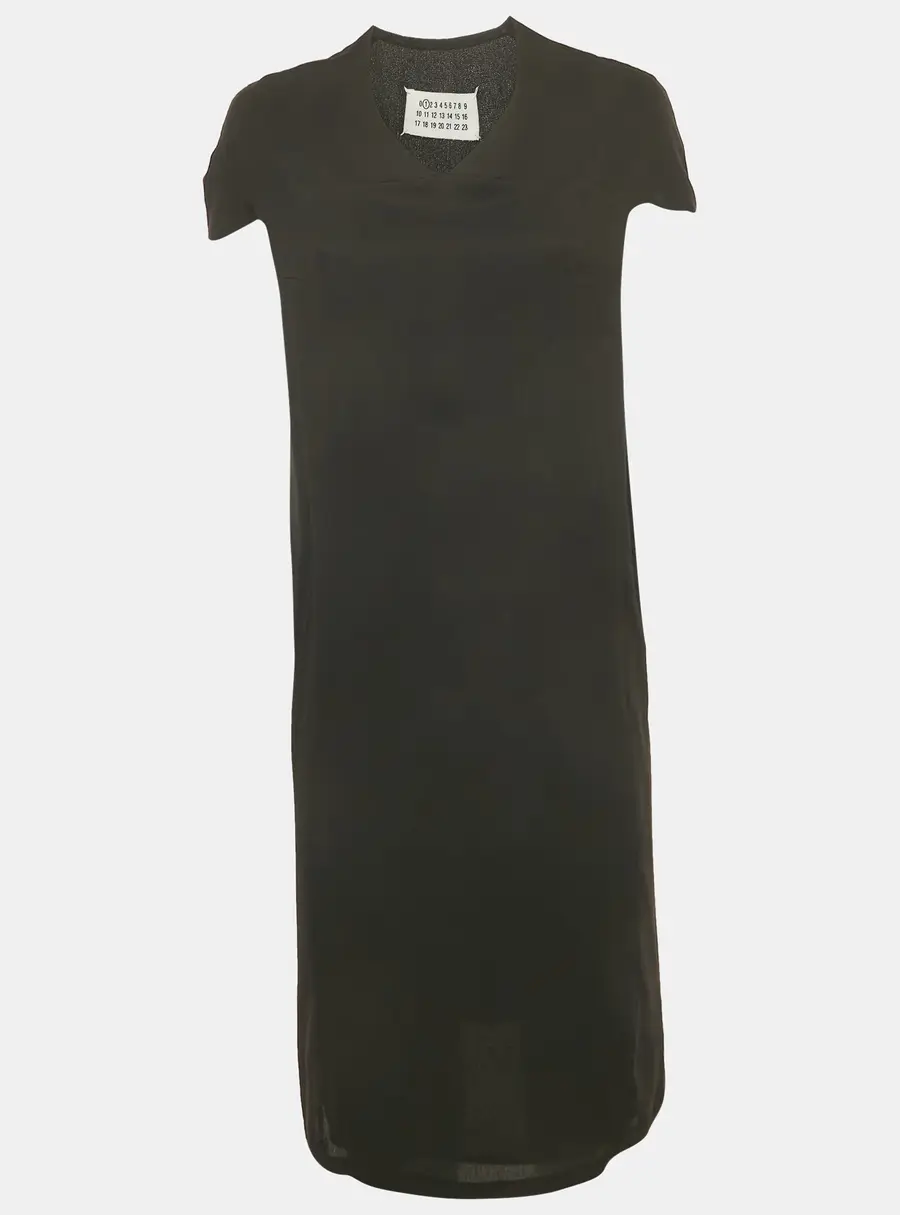 Maison Martin Margiela Black Crepe V-Neck Short Dress M