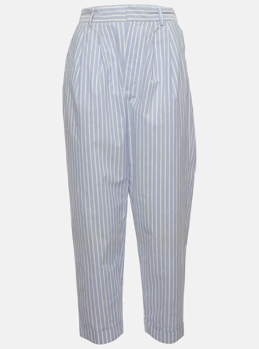 Maison Martin Margiela Blue/White Striped Cotton Trousers S